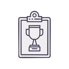 Trophy frame. Hand drawn outline of a trophy within a frame, signifying success, achievement, and victory.