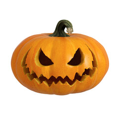 3D isolated Halloween Pumpkin with face cutout and transparent background