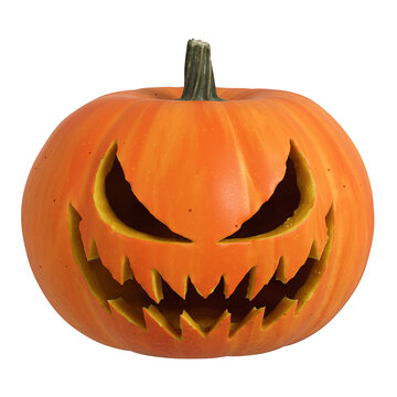 3D isolated Halloween Pumpkin with face cutout and transparent background