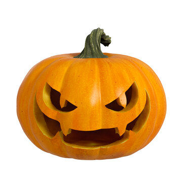 3D isolated Halloween Pumpkin with face cutout and transparent background