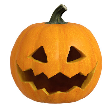 3D isolated Halloween Pumpkin with face cutout and transparent background