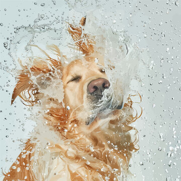 Golden Retriever's Joyful Bath Time