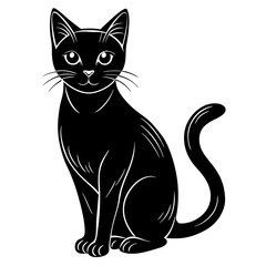 black and white cat vector illustration for halloween theme 