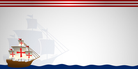 Columbus day with america flag background copy space area. Suitable for greeting card. poster presentations