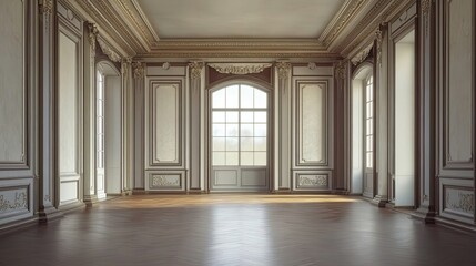 Empty Room with Ornate Moldings and Hardwood Floors