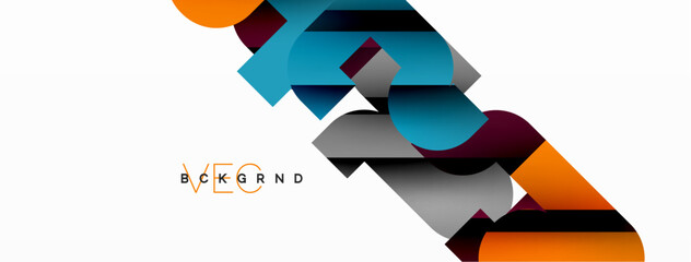 Abstract background. Colorful geometric curve shapes with black shadow lines effects