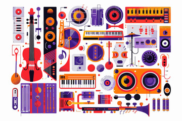 Obraz premium Musical Instrument Collection: A Vibrant Array of Sounds and Melodies