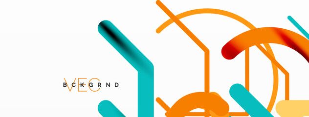 Abstract background. Circles and colorful round shape lines. Linear geometric minimal design