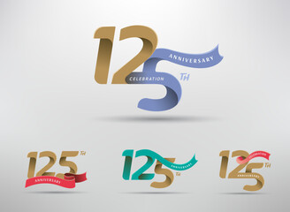 125th anniversary celebration logotype with alternative number and ribbon design