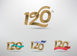 120th anniversary celebration logotype with alternative number and ribbon design