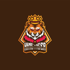 Vector Logo Illustration Tiger King E- Sport and Sport Style