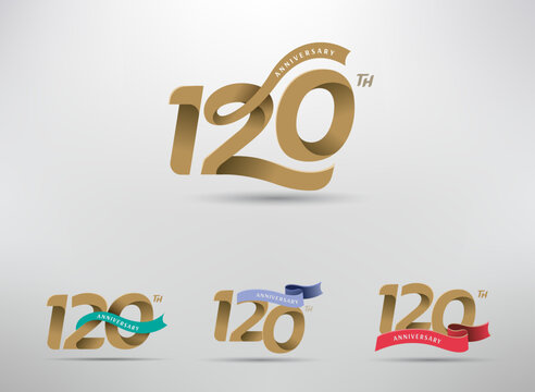 120th anniversary celebration logotype with alternative number and ribbon design