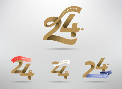 24th anniversary celebration logotype with alternative number and ribbon design