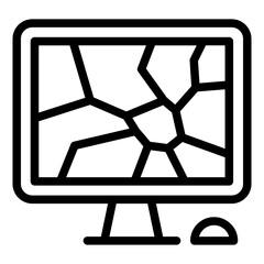 Cracked screen on computer desktop icon.