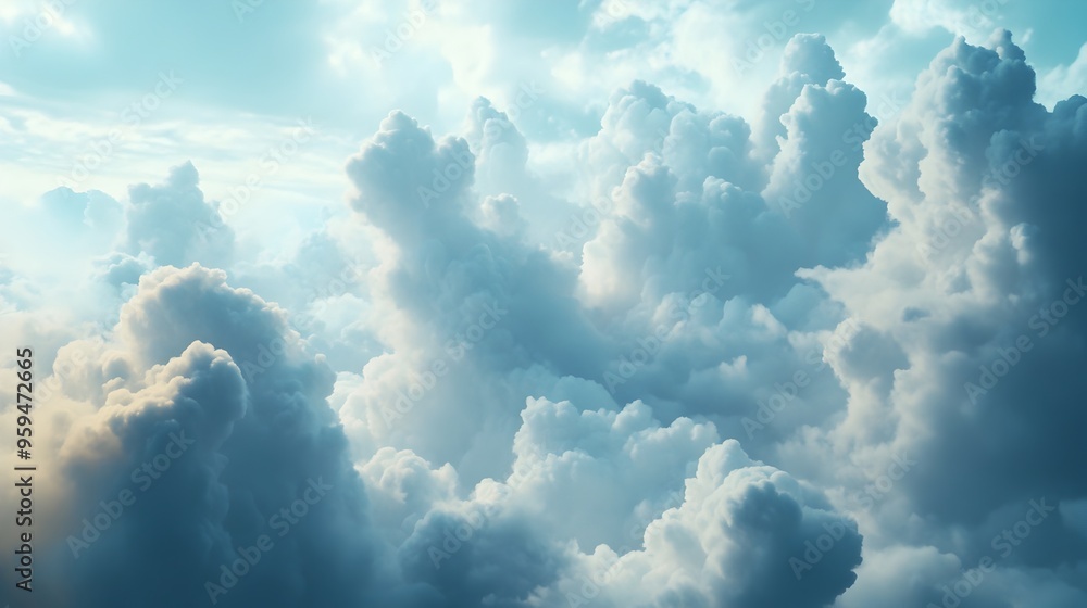 Poster captivating weather simulation displaying cloud formations in the atmosphere