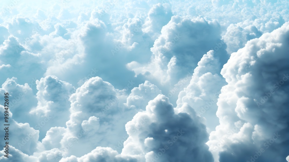 Poster striking visualisation of atmospheric cloud formations in weather simulation