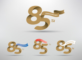 85th anniversary celebration logotype with alternative number and ribbon design