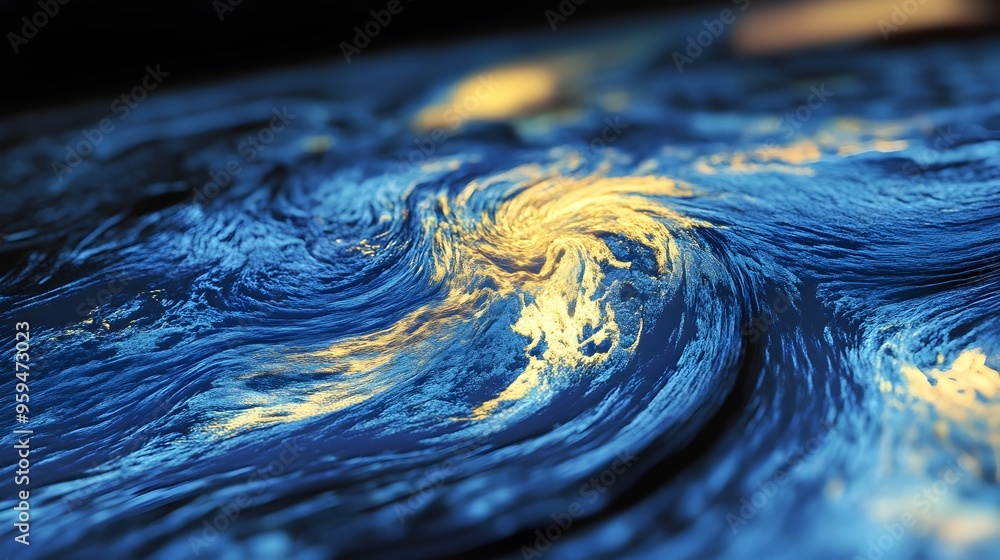 Poster simulated 3d visualization of dynamic atmospheric weather patterns