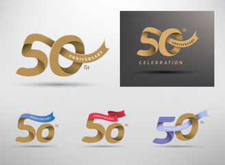 50th anniversary celebration logotype with alternative number and ribbon design