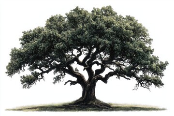 Fototapeta premium Oak tree with detailed branches and leaves