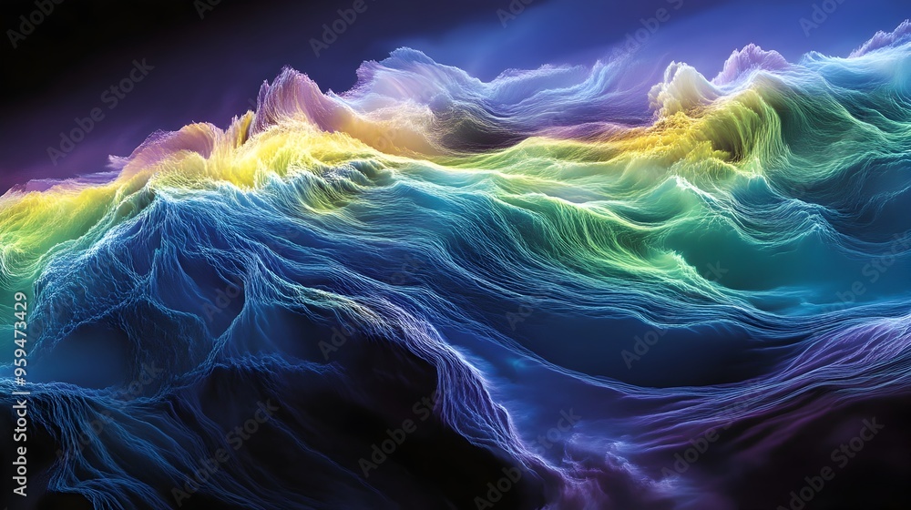 Poster meteorological simulation displaying wind patterns in the atmosphere