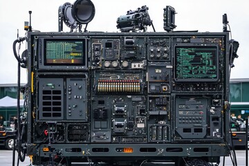 Fototapeta premium Military Vehicle Control Panel Close-Up.