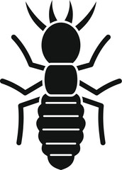 Black silhouette of a big termite insect spreading its legs with a big abdomen