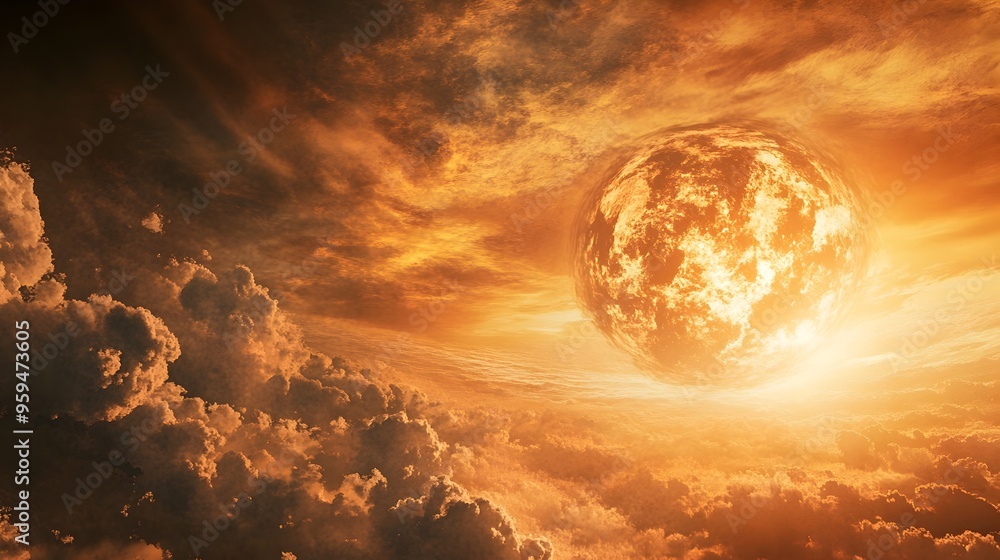 Poster visualizing the impact of global warming on the atmosphere in a climate simulation