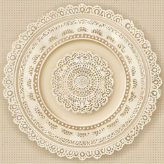 Fototapeta premium White lace doily with intricate floral design