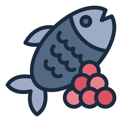 Icon of fish eggs, representing breeding or spawn in aquaculture.