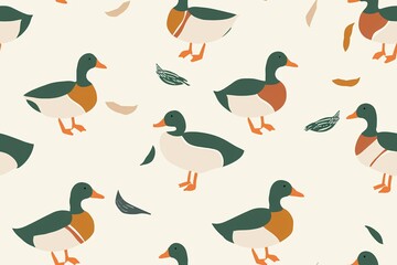 Duck Pattern Design with Minimalist Style Illustration