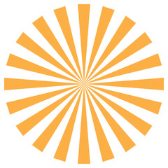 Sunbeam vector icon. Yellow sunburst. Orange sun rays. Sunrise burst illustration with spiral sunray elements and striped patterns