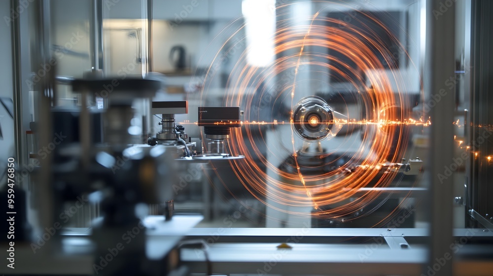 Aufkleber simulating the principles of relativity in a physics research laboratory