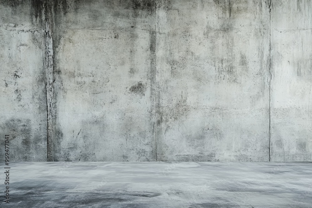 Poster a large grey concrete wall and floor with faint shadows and a textured surface.