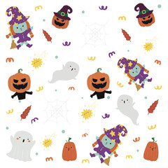 Halloween pattern illustration - cute spooky character vector