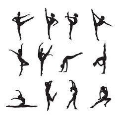 Ballet Jumping Dancer vector art silhouette illustration