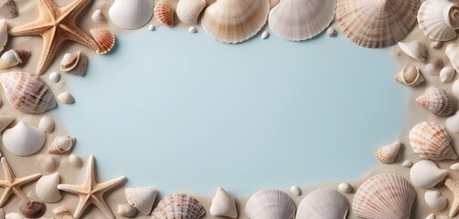 Fototapeta premium Shells of the Deep: Neural Network Artistry on a Blue Backdrop