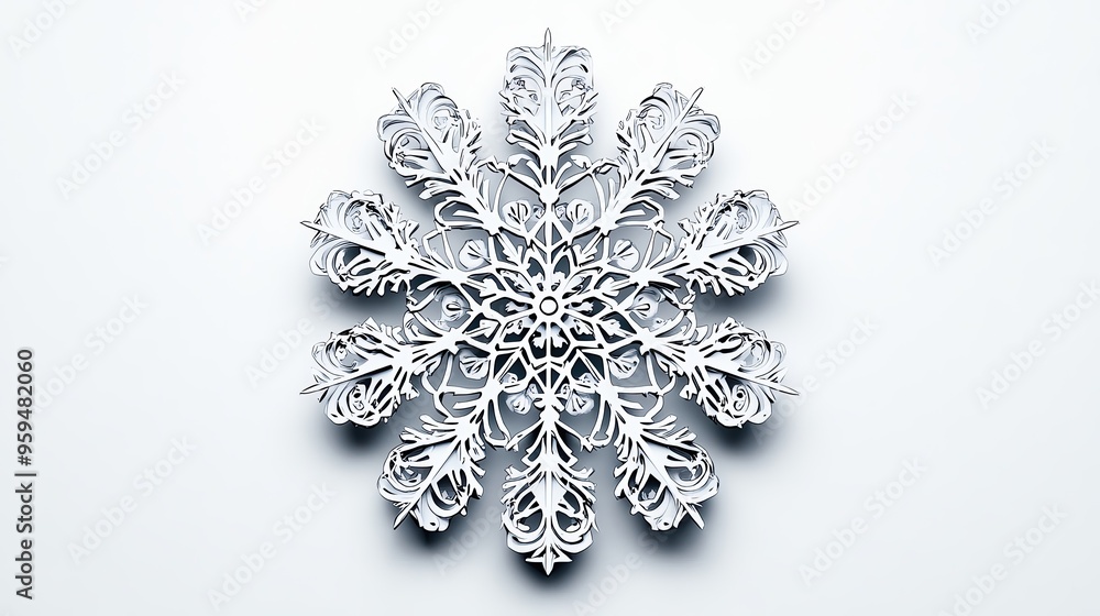 Poster intricate snowflake design showcasing delicate details and patterns, ideal for winter-themed project