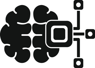 Obraz premium Human brain connected to a processor, symbolizing artificial intelligence and its potential to simulate human thought