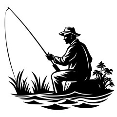 Fisherman silhouette vector illustration