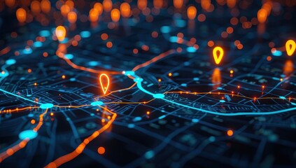 Digital City Map with Location Pins