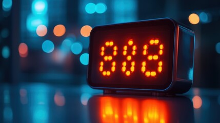 Fototapeta premium Illuminated Digital Clock Display Showing Countdown Time in Modern Interior
