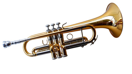 Fototapeta premium Golden Trumpet with Silver Accents Isolated on Transparent Background