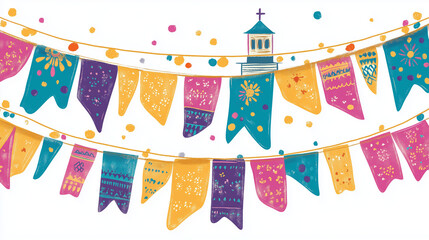 Obraz premium Colorful Bunting Flags Festive Celebration