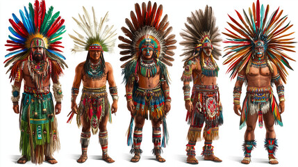 Five Native American Warriors in Traditional Regalia