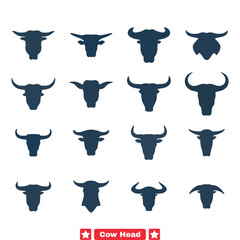 Majestic Cow Head Silhouettes Diverse Designs for Your Projects