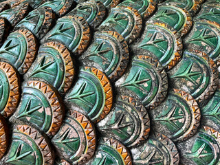 Close up of Dragon skin seamless pattern in various color and carved details. Macro photography.