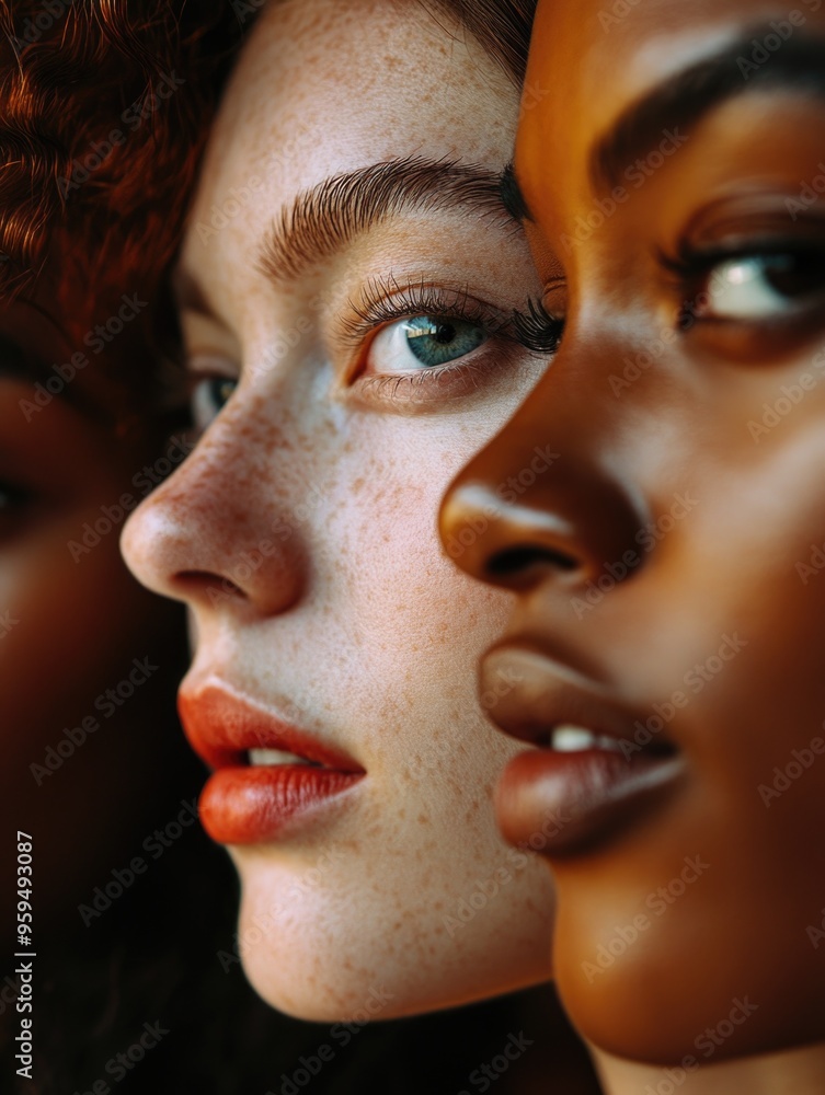 Canvas Prints freckled women close up