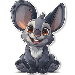 Sticker In The Form Of An Animal With Ears.  Illustration On The Theme Of Animals And Cartoons, Africa And Species . Generative AI 