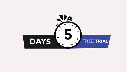 5 days free trial Countdown number banner templates. time icon. Vector Illustration 
